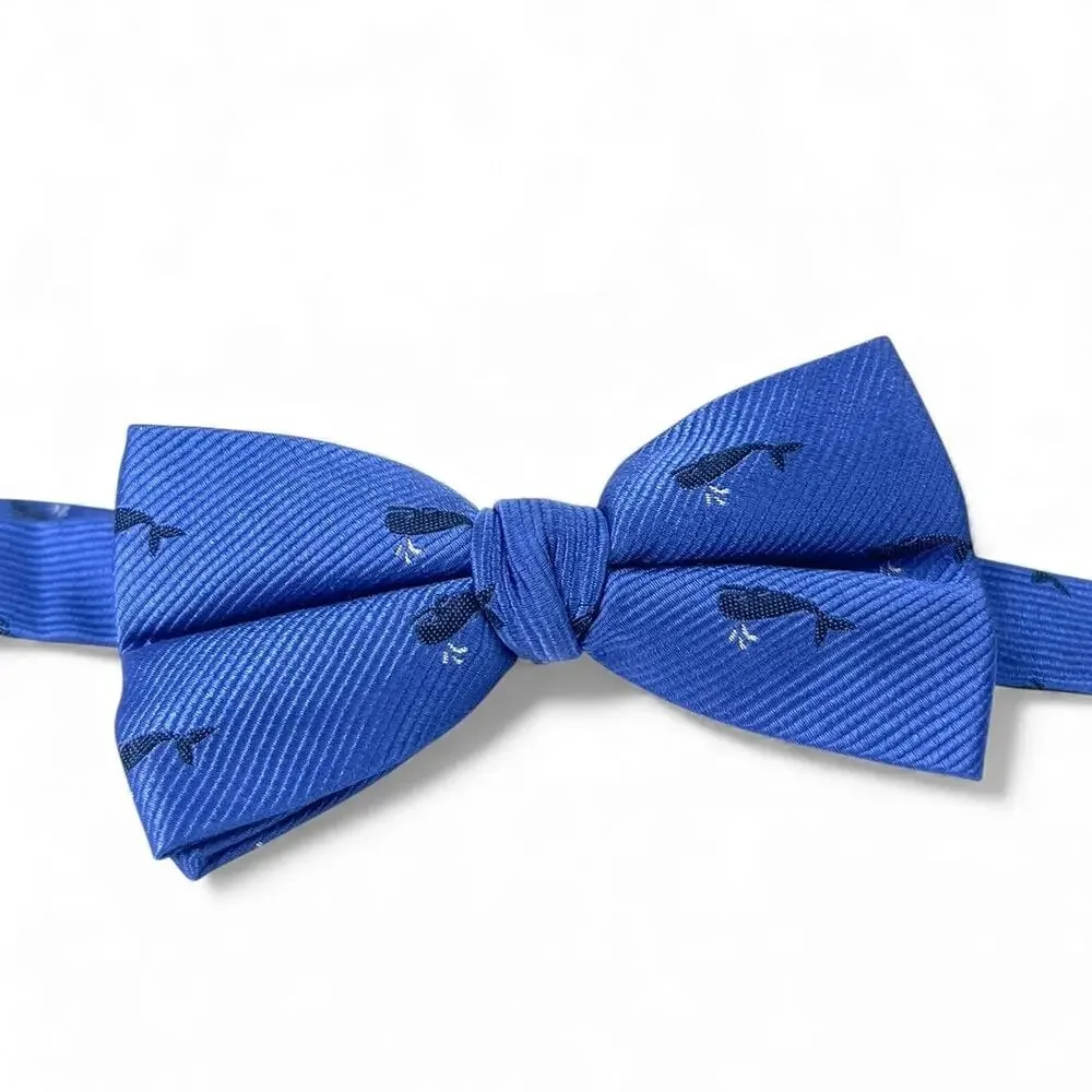 Ralph Lauren 5-12 Boys BowTie Blue Whales Nautical Designer Tie Adjustable Silk